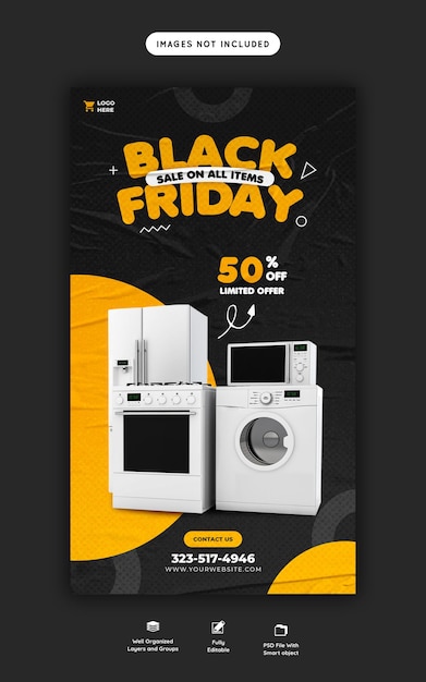 Free PSD black friday super sale instagram and facebook story banner template