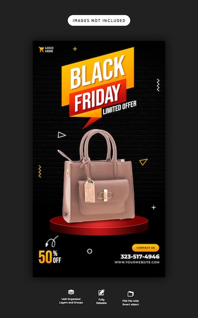 Free PSD black friday super sale instagram and facebook story banner template