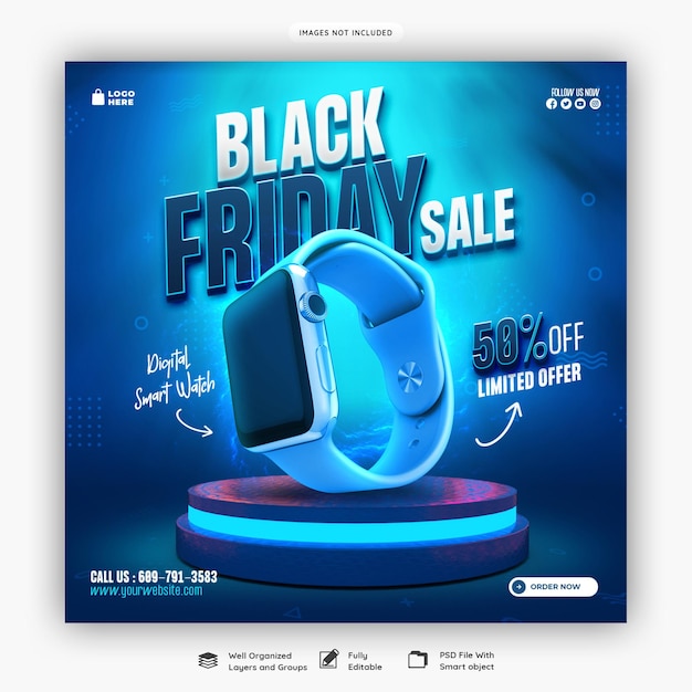 Free PSD black friday super sale social media banner template