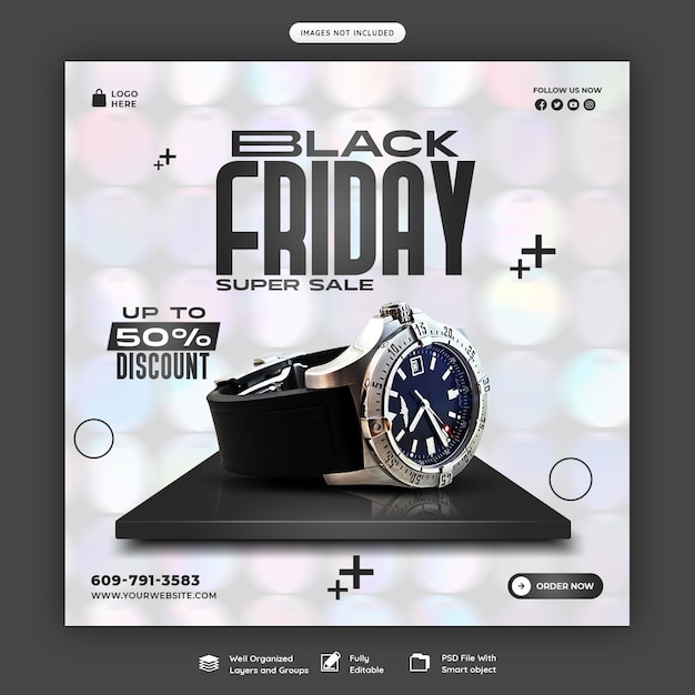 Free PSD black friday super sale social media banner template