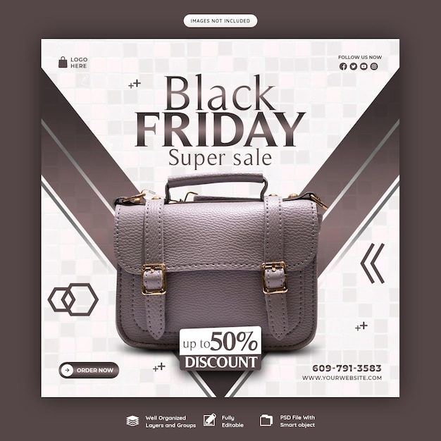 Black friday super sale social media banner template