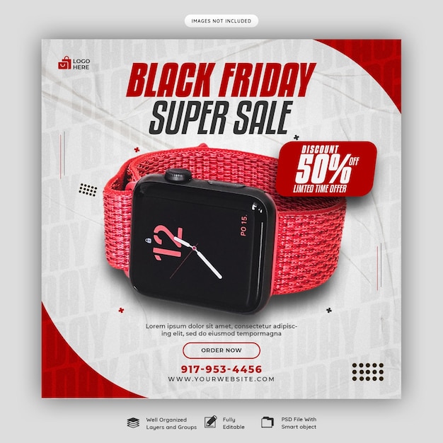 Free PSD black friday super sale social media banner template