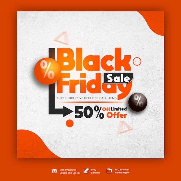 Free PSD black friday super sale social media banner template