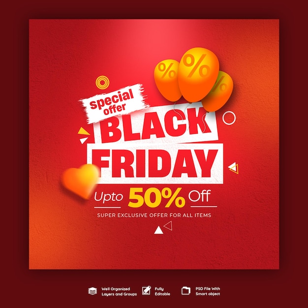 Black Friday super sale social media banner template