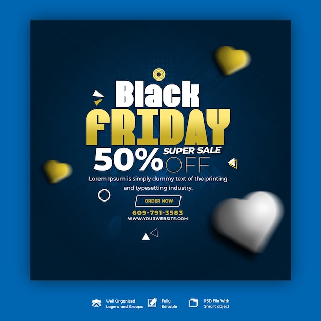 Free PSD black friday super sale social media banner template