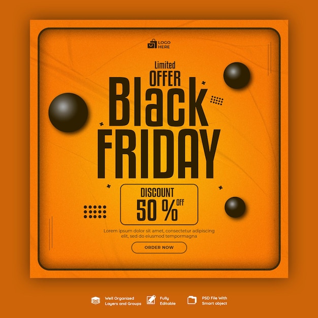 Free PSD black friday super sale social media banner template