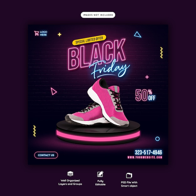 Black Friday super sale social media banner template