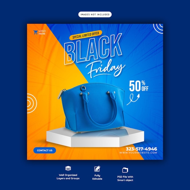 Free PSD black friday super sale social media banner template