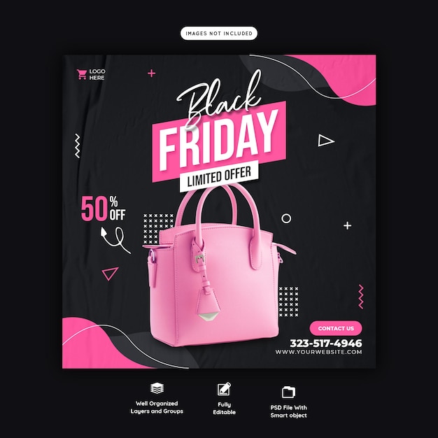 Free PSD black friday super sale social media banner template