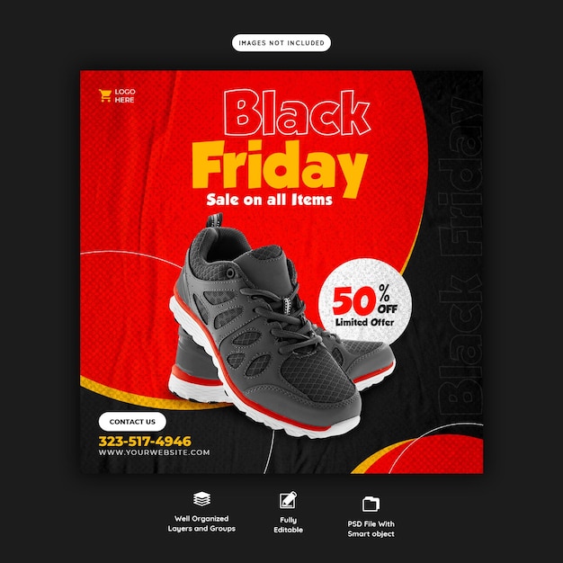 Black Friday super sale social media banner template