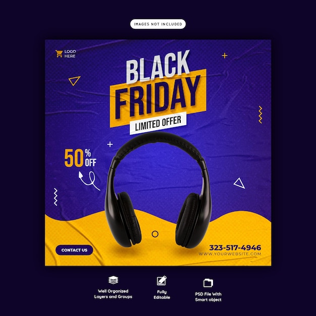 Free PSD black friday super sale social media banner template