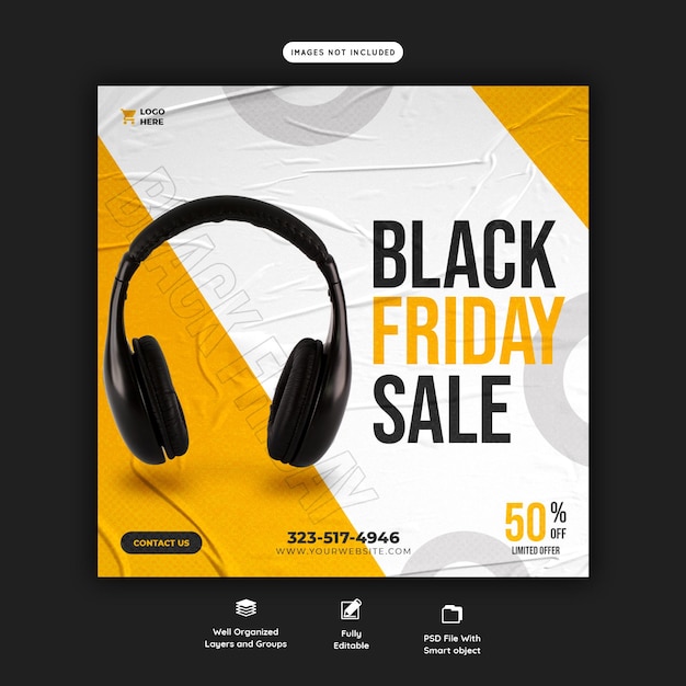 Free PSD black friday super sale social media banner template