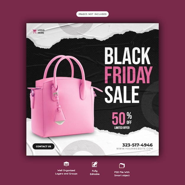 Free PSD black friday super sale social media banner template