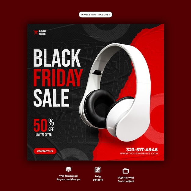 Free PSD black friday super sale social media banner template