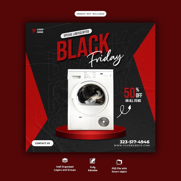 Black Friday super sale social media banner template