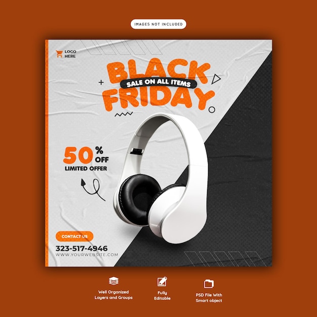 Free PSD black friday super sale social media banner template