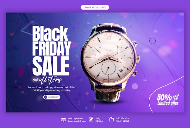 Free PSD black friday super sale web banner template