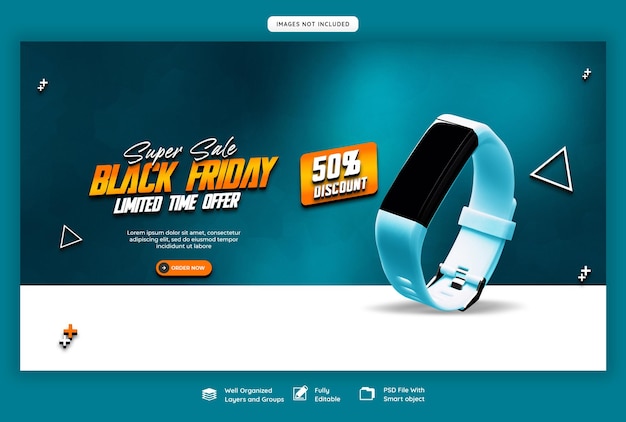 Free PSD black friday super sale web banner template