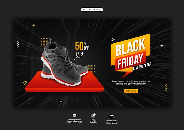 Black Friday super sale web banner template