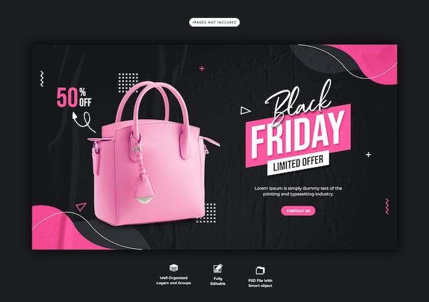 Black Friday super sale web banner template