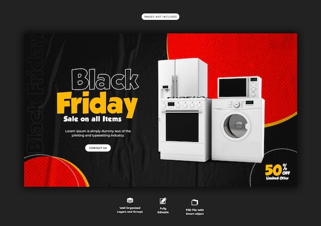 Free PSD black friday super sale web banner template