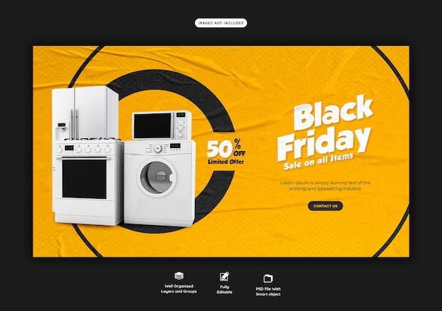 Free PSD black friday super sale web banner template