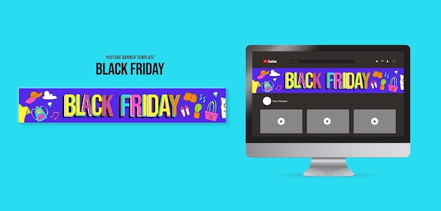 Free PSD black friday youtube banner template