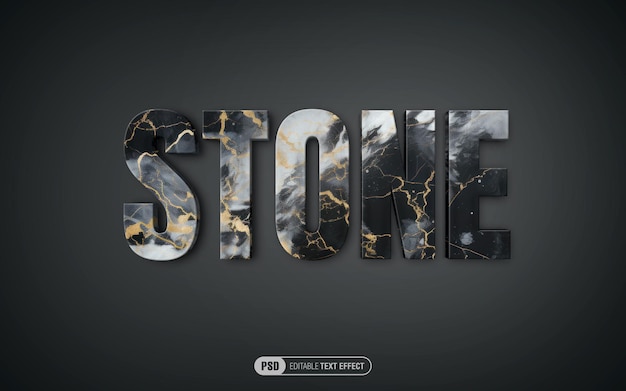 Free PSD black and gold marble text effect