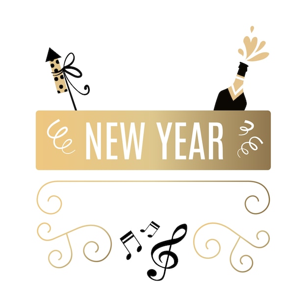 Free PSD black and gold new year 2024 badge