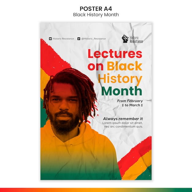 Black history month a4 poster template