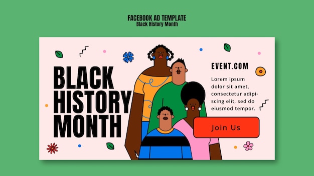 Free PSD black history month celebration facebook template