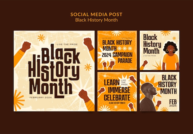 Free PSD black history month celebration  instagram posts