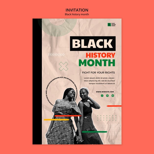 Black history month celebration invitation template