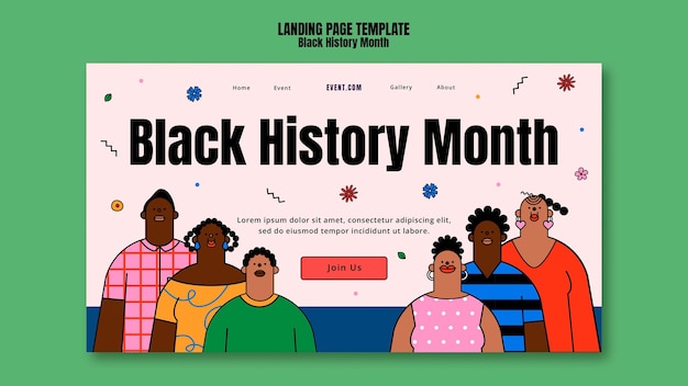 Free PSD black history month celebration landing page