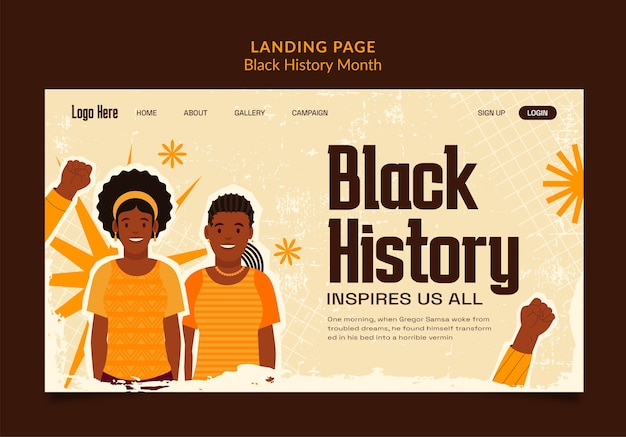 Free PSD black history month celebration landing page