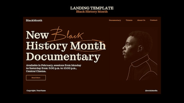 Free PSD black history month celebration landing page