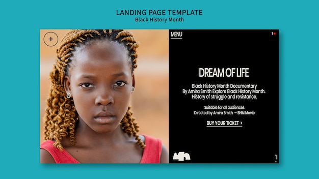 Free PSD black history month celebration landing page