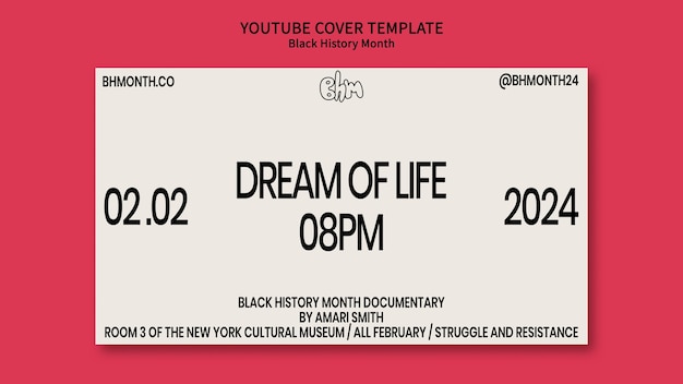 Free PSD black history month celebration  youtube cover