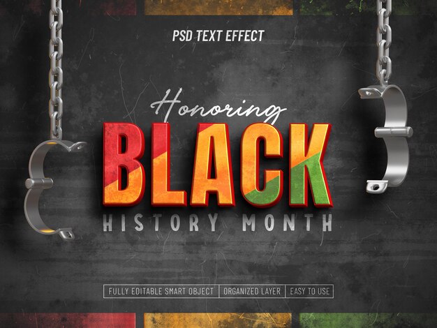 Black history month editable text effect