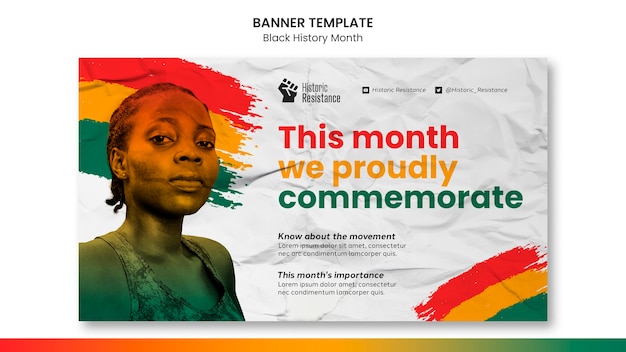 Free PSD black history month horizontal banner template