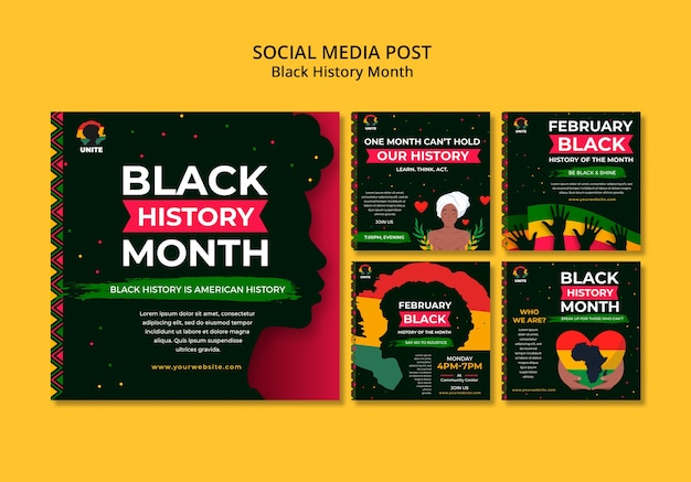 Free PSD black history month instagram posts template