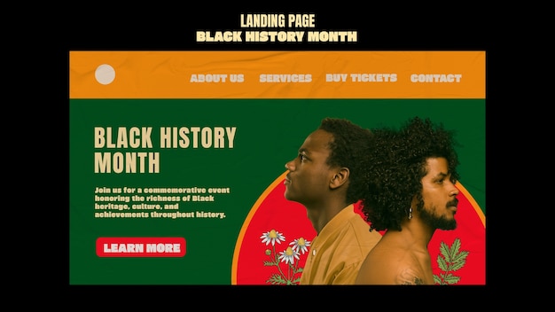 Free PSD black history month landing page template