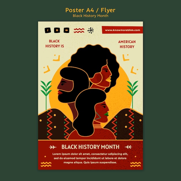 Free PSD black history month poster or flyer template