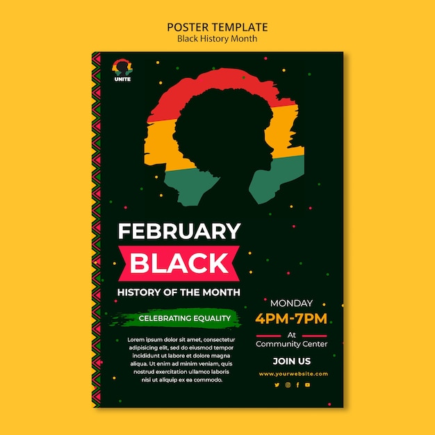 Free PSD black history month poster or flyer template