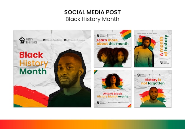 Free PSD black history month social media posts