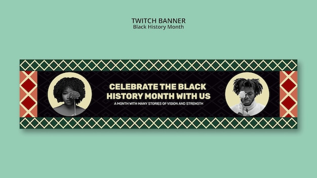 Free PSD black history month twitch banner template