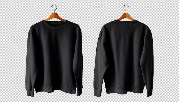 Free PSD black isolated sweater front and back