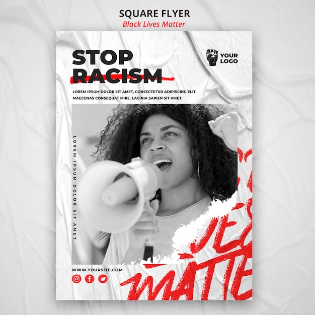 Free PSD black lives matter poster with photo