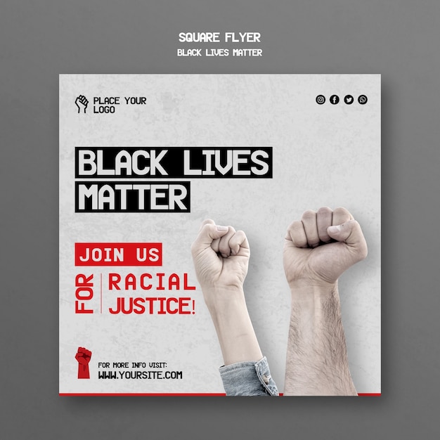 Free PSD black lives matter square flyer template