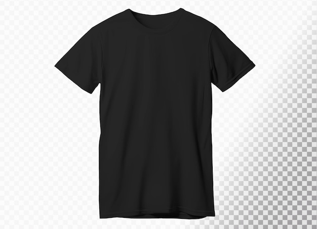 Free PSD black open tshirt with round neck on transparent background